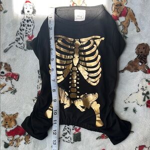 Black Dog Costume  with Gold Skeleton Print S